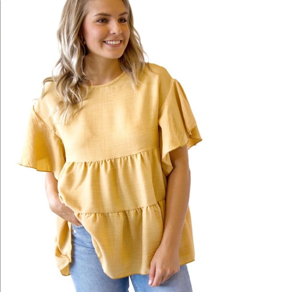 Mustard Ruffle Top